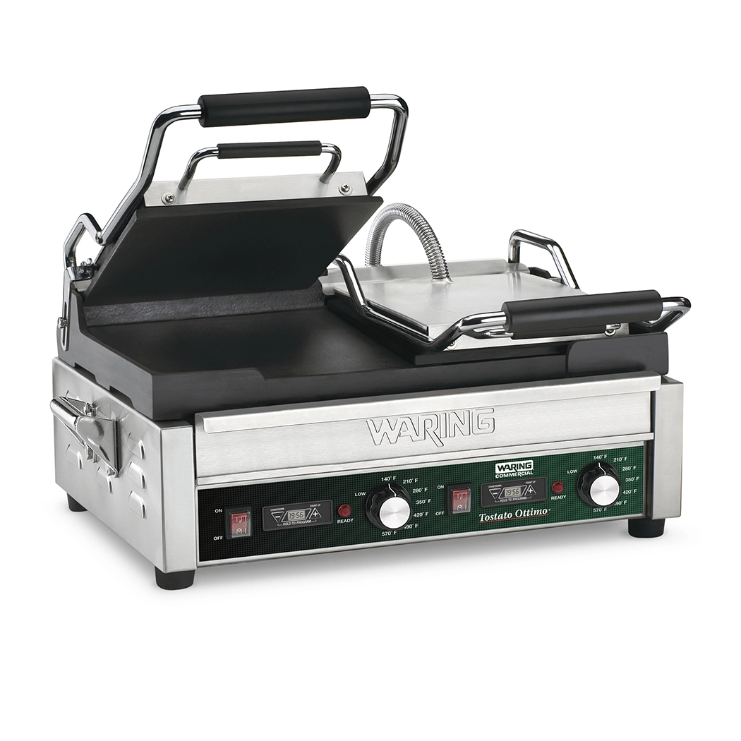 Double Flat Panini Grill with Timer, 9.75" x 9.25", 240 Volt